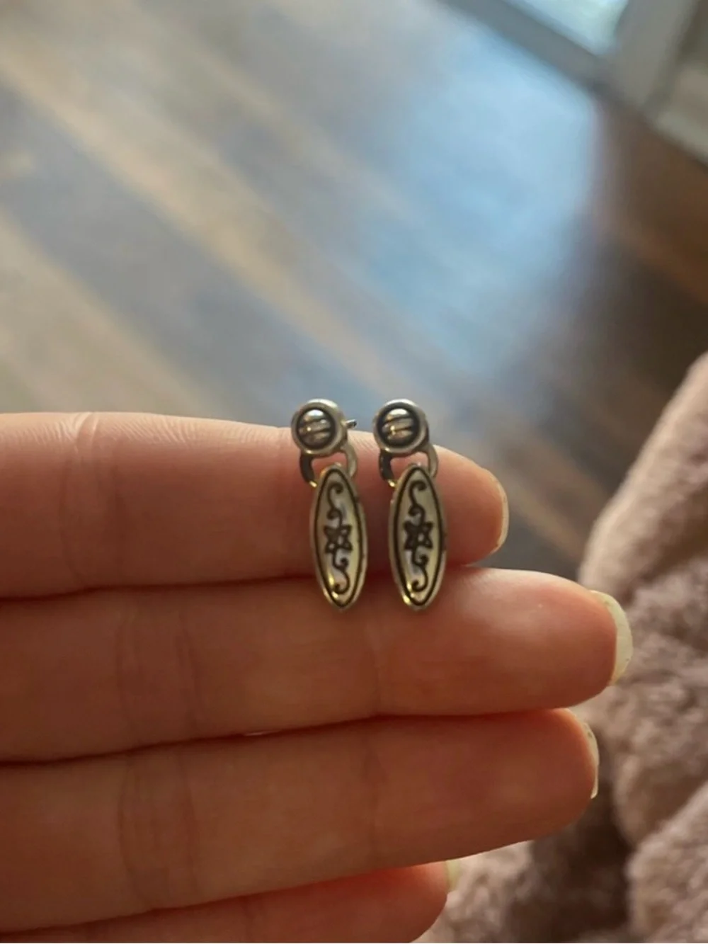 Original Brighton Silver-Tone Floral Oval Drop Earrings